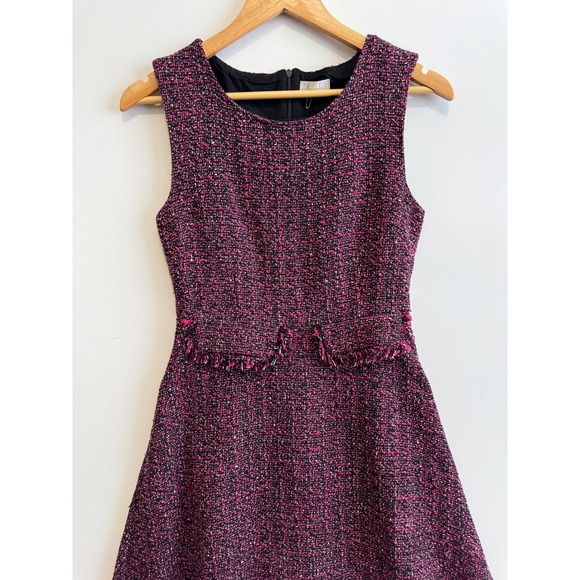 Otto Mode Dress Size 8‎ Pink Black Tweed Sleeveless Fringed Mini - Picture 7 of 7